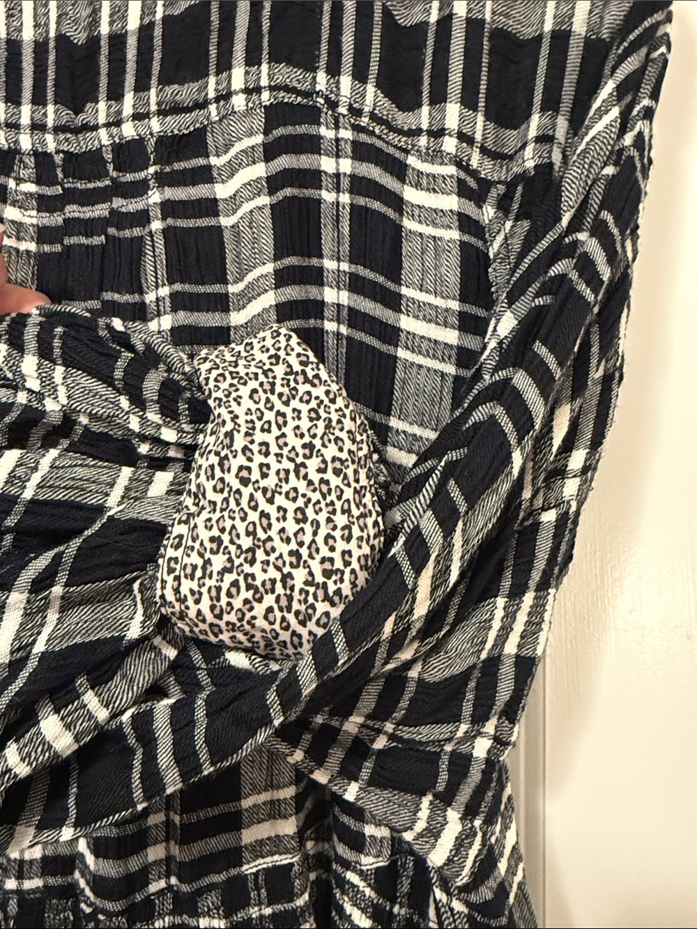 Free People Hoffman Plaid Long Sleeve Mini Button Front Collared Dress NWT LG - Picture 5 of 7